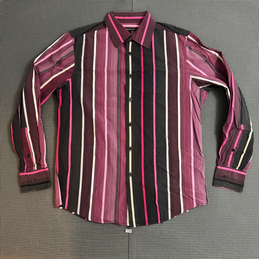 INC International Concepts Mens Purple Pink Striped Button Down Shirt Medium